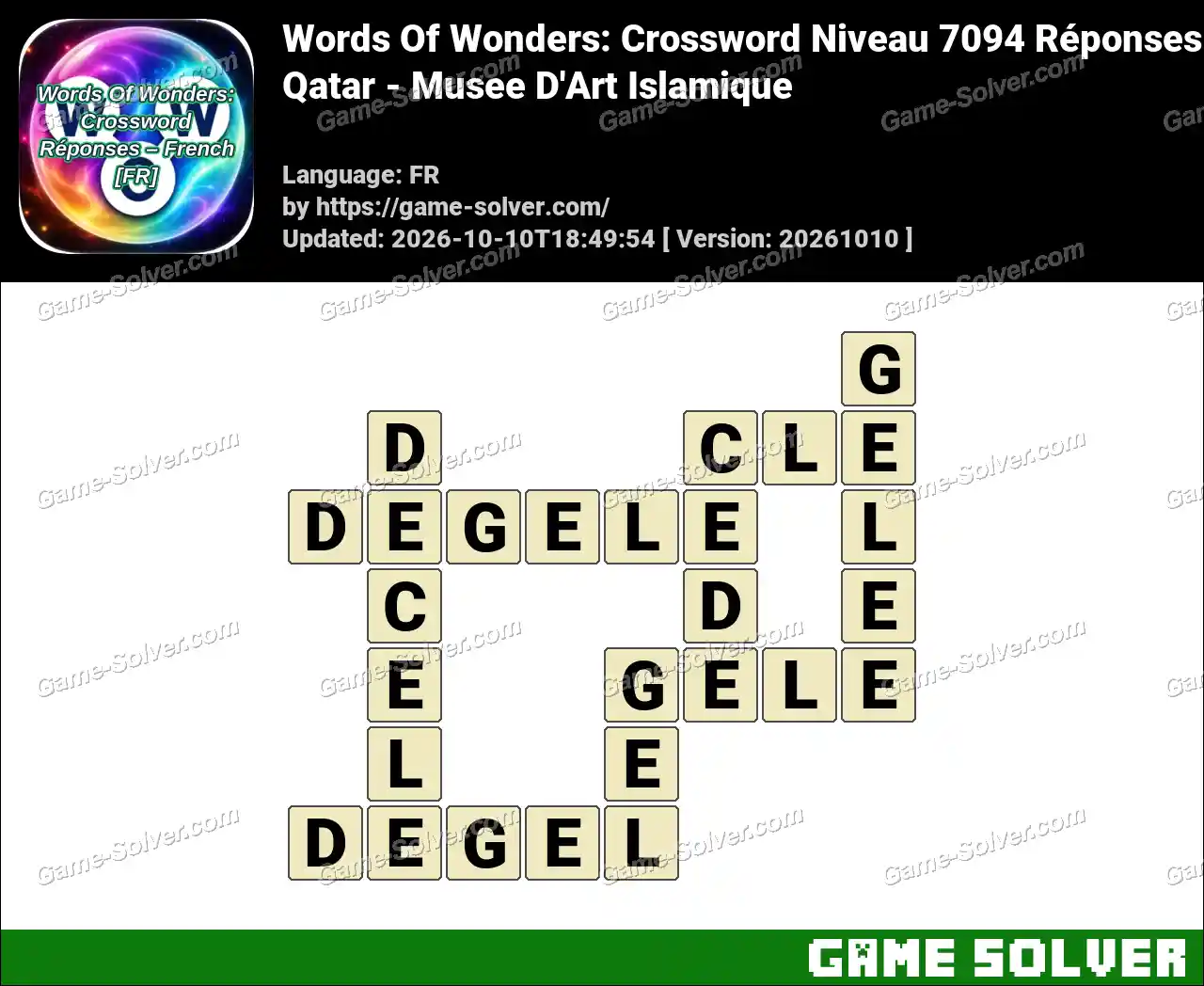 Words Of Wonders: Crossword Niveau 7094 Réponses – Qatar – Musee D’Art Islamique